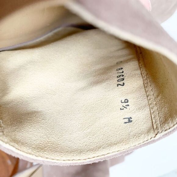 Stuart Weitzman Taupe Suede Peep Toe Stacked Cone Heel Booties Women’s Size 9.5M - Picture 10 of 10